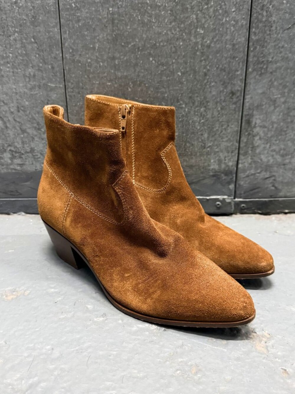 SAINT LAURENT WYATT BROWN SUEDE LEATHER ANKLE BOOTS HEDI SLIMANE ERA